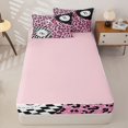 thumbnail image 4 of Homewish Pink Leopard Print Checker Zipper Twin Comforter Sets with Fitted Sheet and 2 Pillowcases, Skull Billiards Zipper Bedding Set for Women, Pink Reversible, 4 Pieces, 4 of 6