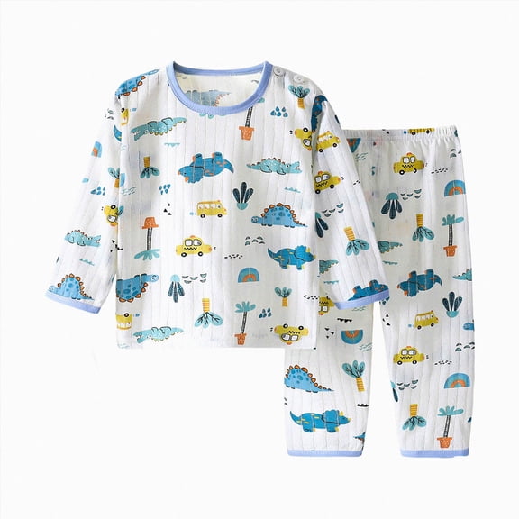 larppty Big Girls Cute Pajama Sets Long Sleeve Tops and Pant Teens Sleepwear 2 Piece Pjs Clothes2-3 YearsLight Blue