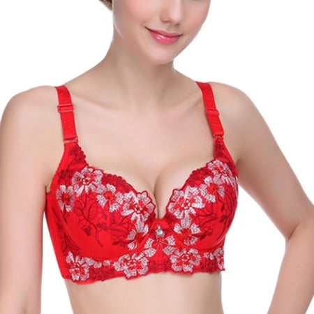 

Saient Women Elegant Underwire Push Up Bras Lady Embroidery Flower Bras