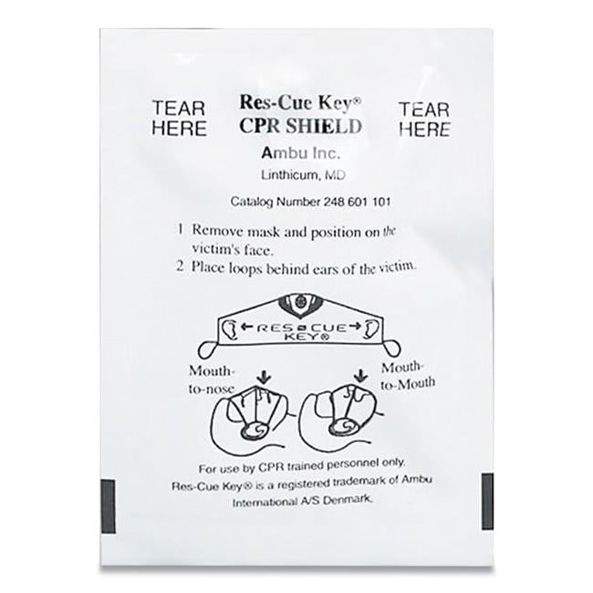 First Aid Only 730009 CPR Face Shield with Elastic Ear Band Fits Adults & Children, White