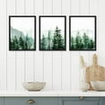 thumbnail image 2 of PixonSign Framed Canvas Print Wall Art Set - Watercolor Pine Tree Mountain Range Forest Art - Set of 3 Nature Wilderness Landscape Wall Décor for Living Room, Bedroom - 12"x16"x3 Panels Black, 2 of 5