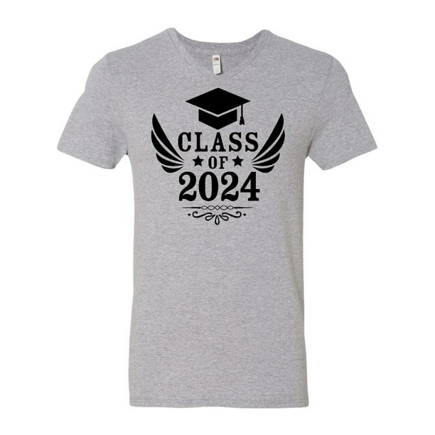 INKtastic Class of 2024 with Graduation Cap and Wings Men's VNeck T