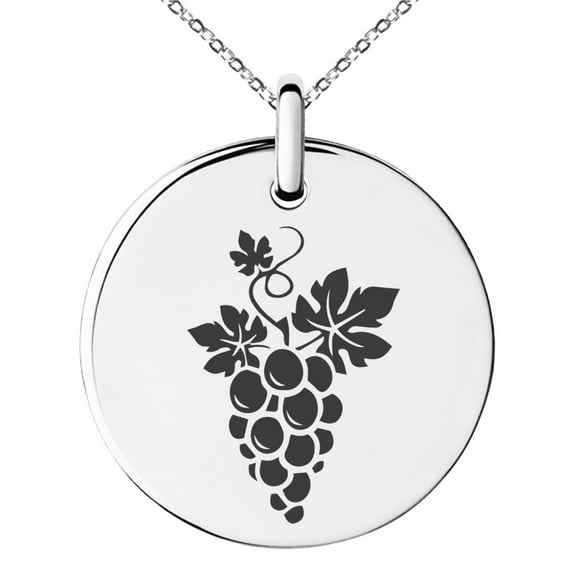 Tioneer Stainless Steel Dionysus Greek God of Wine Engraved Small Medallion Circle Charm Pendant Necklace