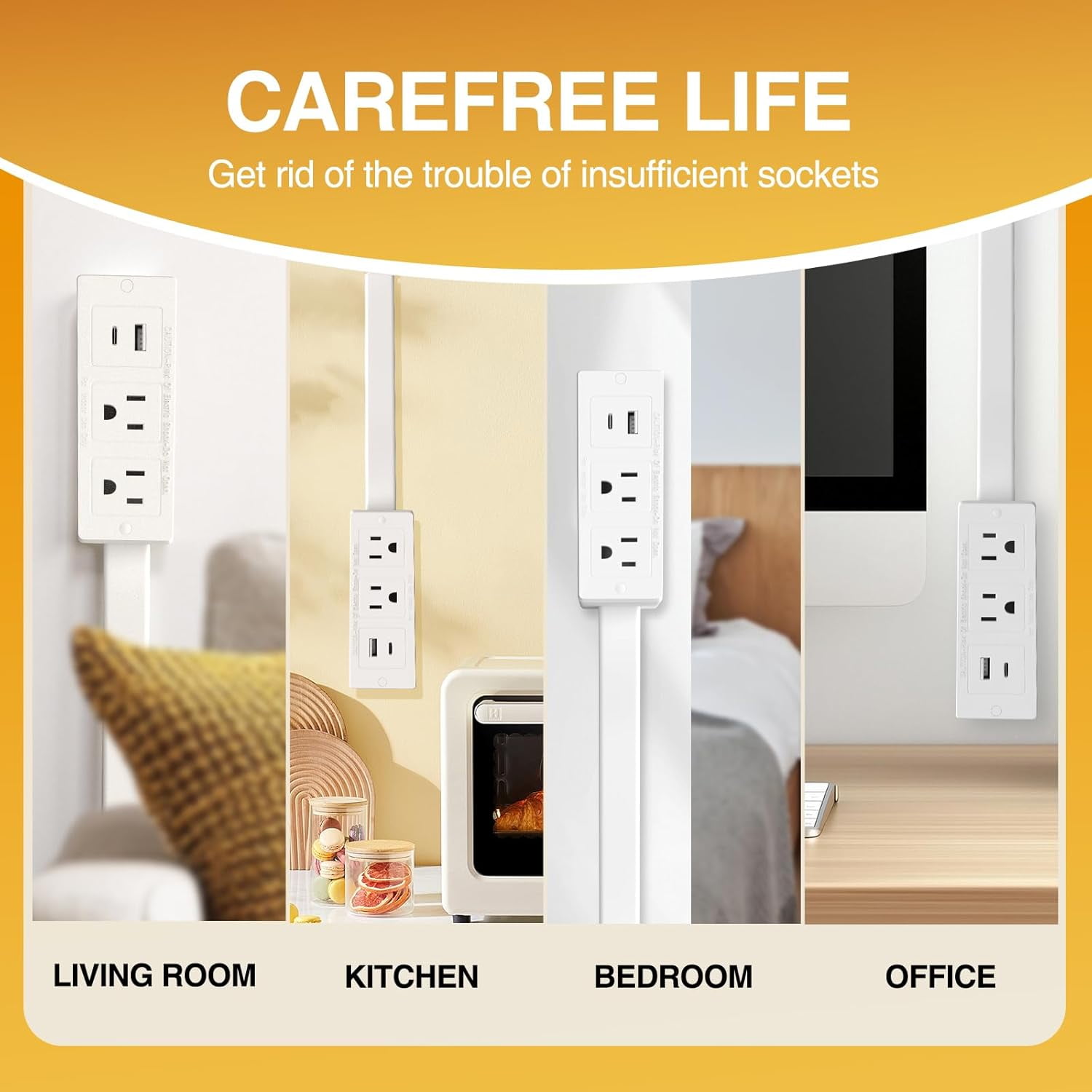 Electrical Outlet Extender Features USB-A, USB-C, and 2 AC Electrical Outlet Extender Stick for Hard to Reach Spaces Extends 22"-34", Rotates 180°. Use Behind Couches, Nightstands, Desks, and More