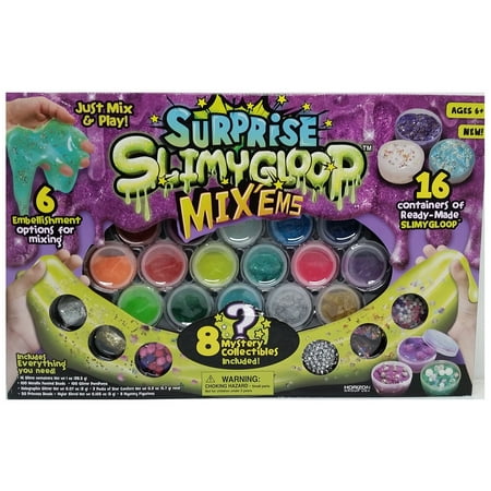 Surprise SlimyGloop Mix 'Ems 16 Containers, 6 Embellishment Plus 8 Mystery