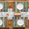 thumbnail image 7 of Vintage Colorful Wooden Placemats Set of 4, Placemats Dining Table Mat Set,12x18 Washable Stain Resistant Wipeable Cloth Placemat for Kitchen Buffet Parties, 7 of 7