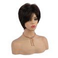 thumbnail image 2 of Pelucas peludas peludas del duendecillo corto del pelo humano de las mujeres elegantes con las explosiones para las de cosplay Marron oscuro Sunnimix Peluca de cabello humano de mujer en capas, 2 of 8