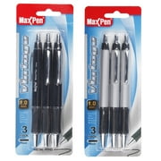 Max Pen Vintage Retractable Ball Point Pen, Black, 3pk
