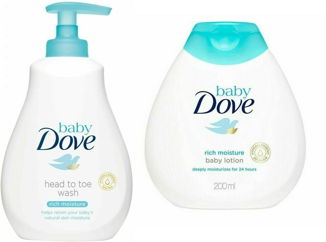Baby Dove Set Rich Moisture Baby Body Wash & Baby Body Lotion Tear