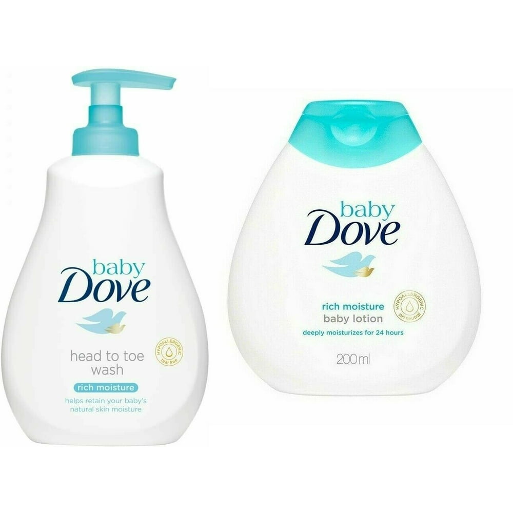 Baby Dove Set Rich Moisture Baby Body Wash & Baby Body Lotion Tear Free and Hypoallergenic
