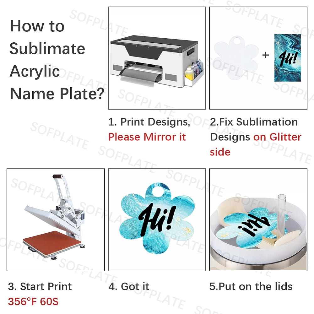 8Pcs Acrylic Heat Transfer Big Pendants Blank Tags Flower 73.5x73.5x3.5mm Hole: 11.5mm