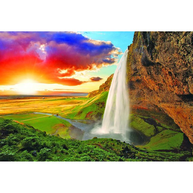 Pintura de diamante (DE1574) 5D DIY Nubes rosadas Cascada Cuadro de pared cuadrado 45x60cm Hugtrwg Para estrenar