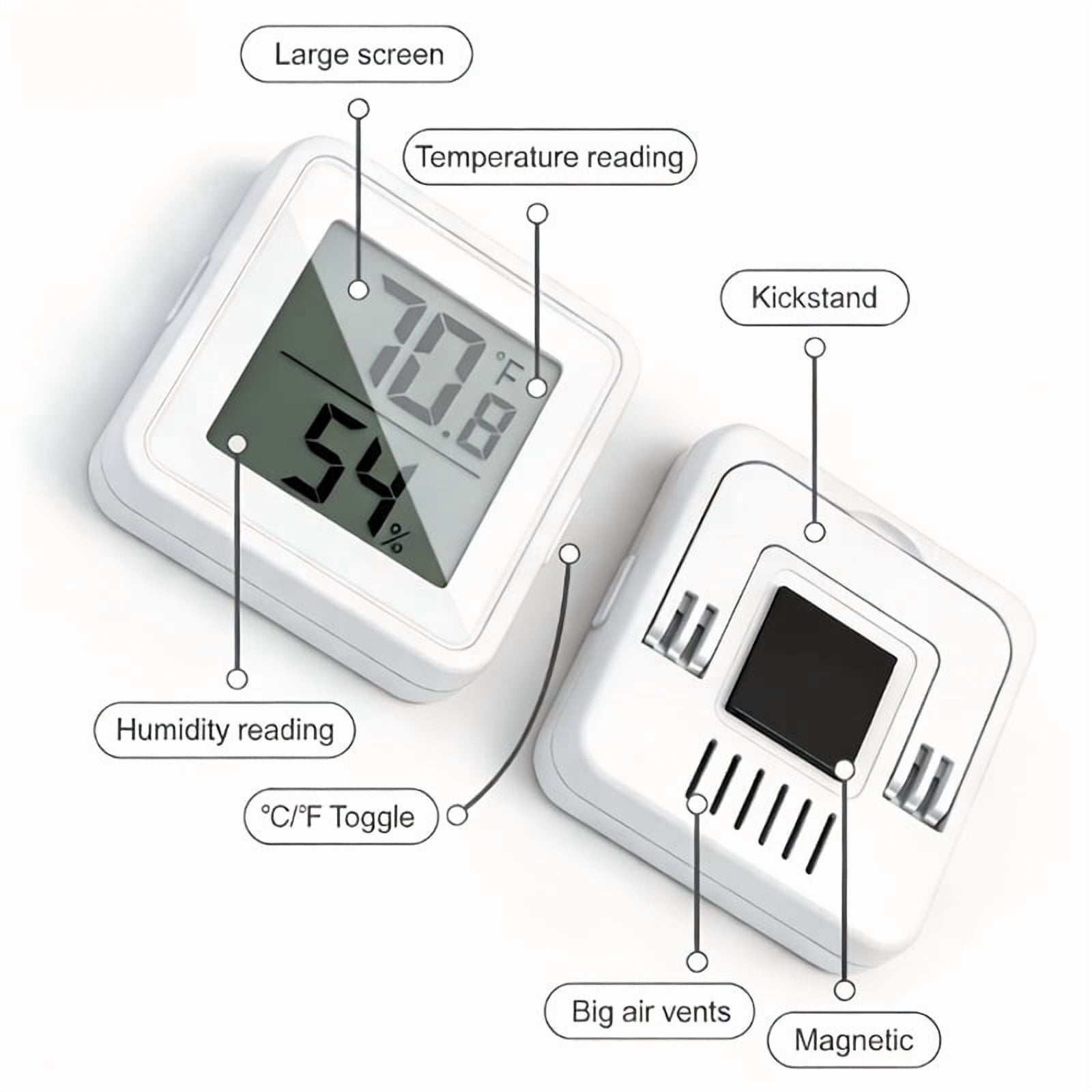 High Precision Digital Thermometer Hygrometer, 5S Fast Refresh, Magnetic Stand, Large Screen, °C/°F Switchable, Dual Display for Multi-Scene Use