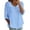 bleu, variante sur Chemise Décontractée Élégante en Lin Uni avec Boutons et Dentelle pour Usage Quotidien