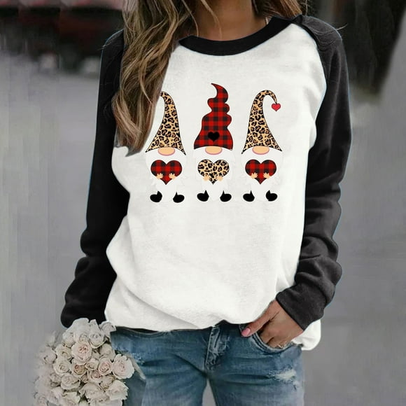Tetras Womens Tops Clearance,Fashion Women's Casual Long Sleeve Round Neck Christmas Printed Ladies Sweatshirt