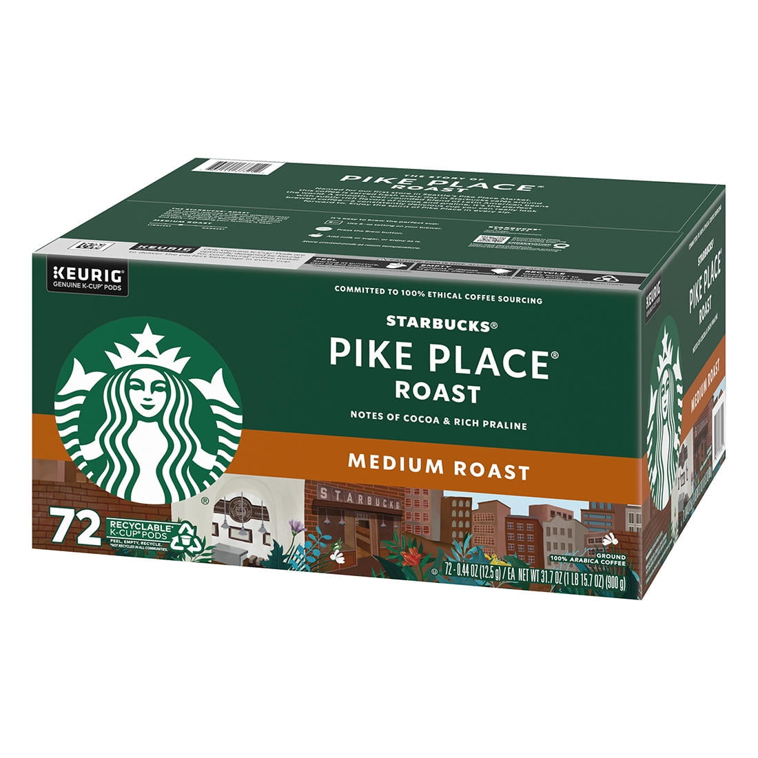Product of Starbucks Medium Roast Single Serve Coffee for Keurig, Pike Place Roast, 72 ct
