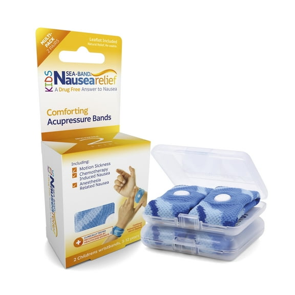 Sea-Band (2Ct, 2Pr. Kids) Anti-Nausea Acupressure Wristband for Motion Sickness, Child Size, 2 Pair