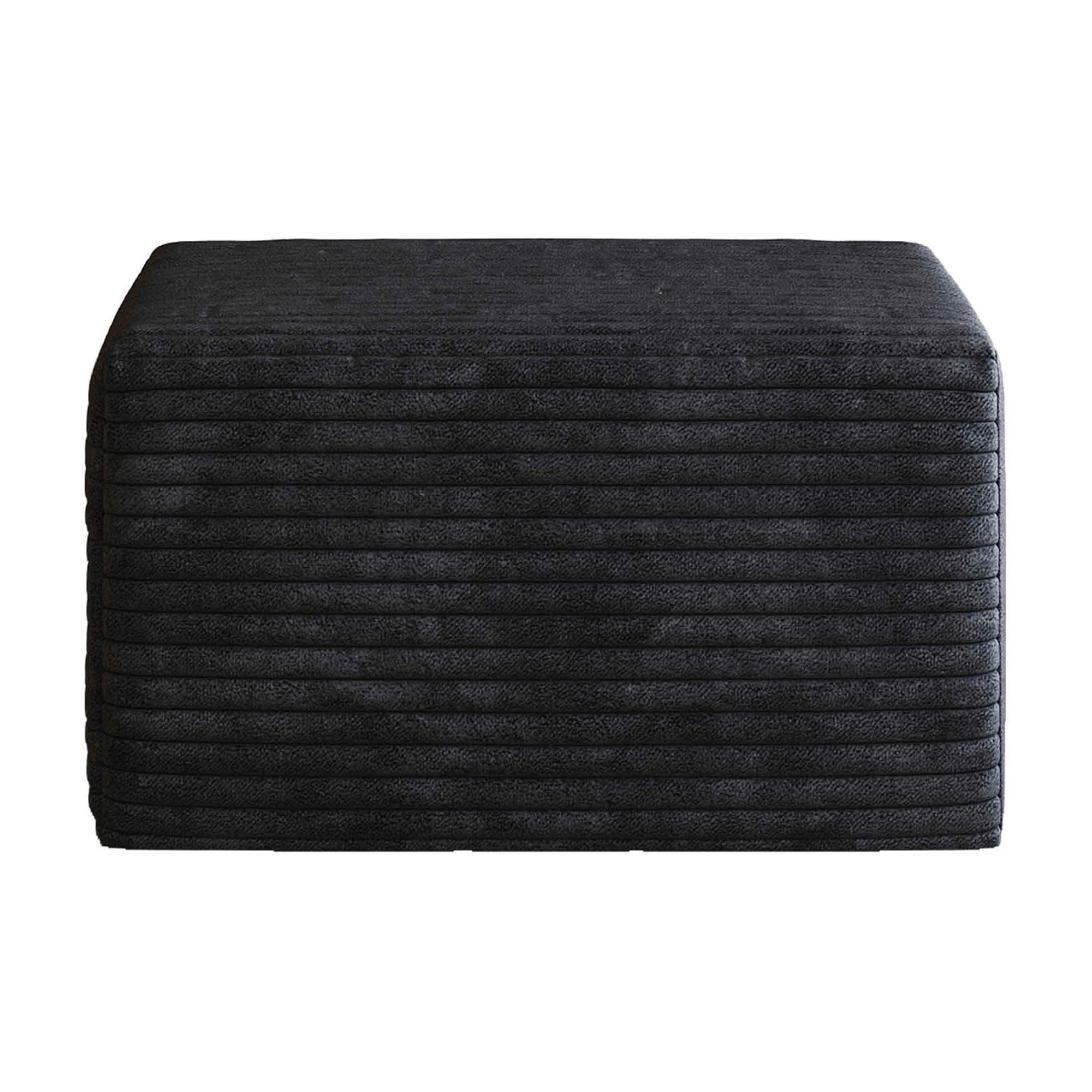 MAYEERTY Plush Corduroy Sofa Ottoman, No Assembly Required, Black