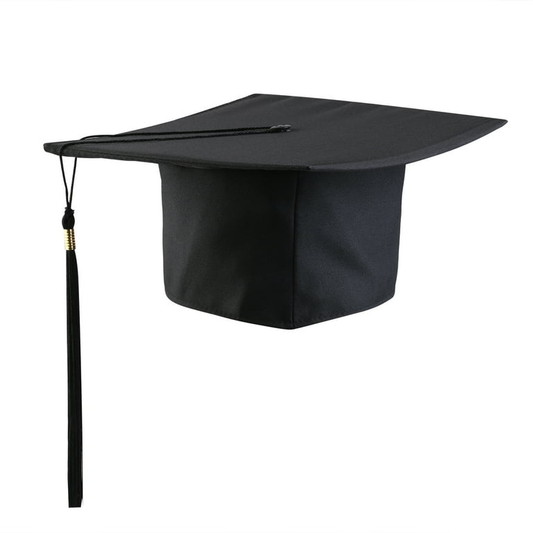 Graduation Mortarboard - Master's Fitted Black Cap Hat - Academic Gown  Accessory