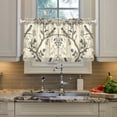 thumbnail image 2 of Yayeee Kitchen Curtains Tier Pair Light Filtering 27"x36" Rod Pocket Short Cafe Window Panel, Beige Birds, 2 of 7