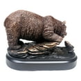 thumbnail image 5 of Woodlands Grizzly Bear By River Rock Catching Fish Bronze Electroplated Figurine, 5 of 8