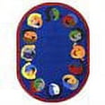 thumbnail image 2 of Joy Carpets Kid Essentials Joyful Faces 77" Round Indoor Area Rug in Color Blue, 2 of 2