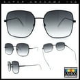 thumbnail image 2 of Womens Curved Concave Face Rectangle Oversized Metal Rim Sunglasses Black - Smoke, 2 of 7