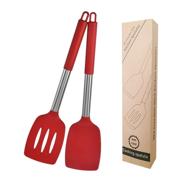 Fiudx Pala de Cocina Antiadherente, Acero Inoxidable Resistente Al Calor, Cabezal Flexible y Duradero, Fácil de Limpiar, Ligera, Multiusos: Hornear, Freír, Remover, Orificio para Colgar, 1 Juego