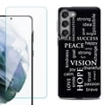 thumbnail image 1 of Shockproof Fashion Phone Case for Samsung Galaxy S23+ / S23 Plus 5G, with Tempered Glass Screen Protector, by OneToughShield ® - Positive Words, 1 of 4