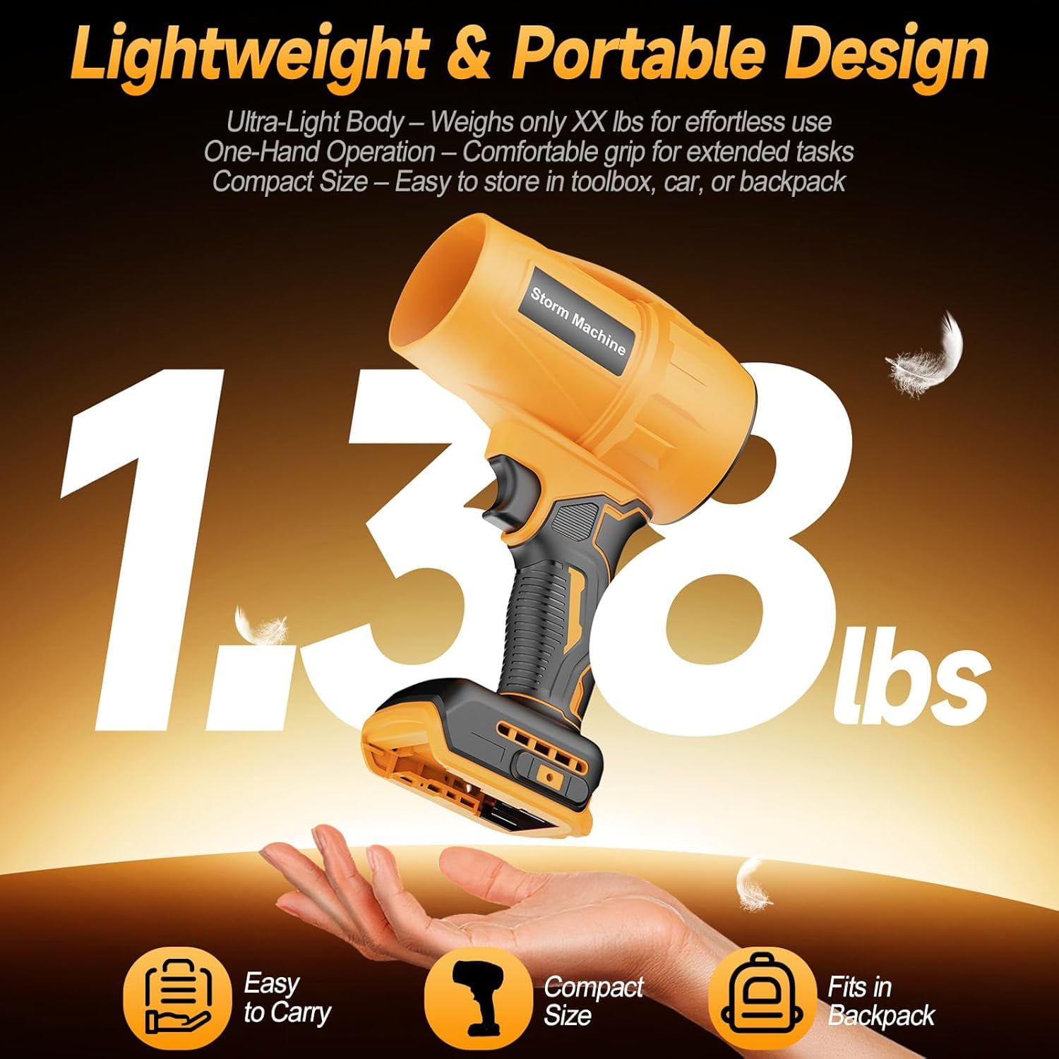 Electric Cordless Leaf Blower Dust Blower for DEWALT 20V Battery, High-Speed Motor Handheld Jet Fan Air Blower for Patio Cleaning, Lawn Care, Blowing Leaves and Dust (No Battery/Charger)