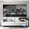 thumbnail image 2 of Original by BoxColors XLARGE 30"x 60" 3 Panels 30"x20" Ea Art Canvas Print Flag USA Boston Skyline night Black & White Wall Home Office decor interior (framed 1.5" depth), 2 of 6