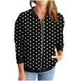 thumbnail image 6 of Women's Jackets Lightweight Casual Polka Dots Printed Pocket Zippered Coat Fashionable and Loose Tops, 6 of 6
