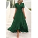 thumbnail image 4 of Vestido PRETTYGARDEN Maxi Cruzado Verde Oscuro con Escote en V XXL, 4 of 8