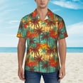 thumbnail image 2 of Gukieu Colorful Hawaii Palms Print Men's Short-sleeved Shirts, Button-down Lapel Hawaiian Shirts, T-shirts, Beach Vacation Summer Casual Wear,3X-Large, 2 of 7