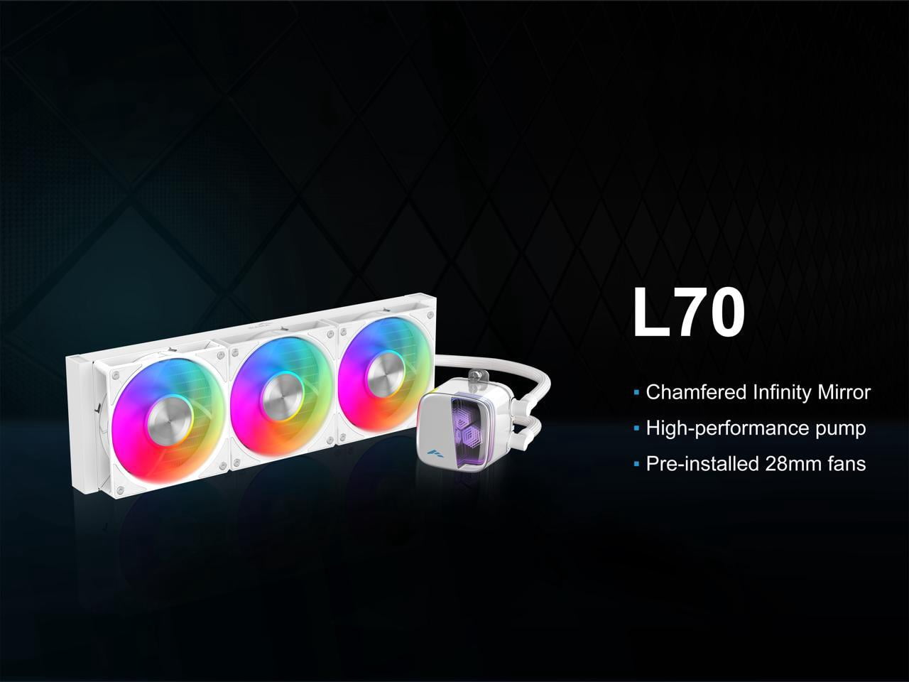 SAMA L70 360mm Liquid CPU Cooler AIO Cooler with ARGB Infinity Mirror Effect 3x120mm ARGB Light Sync with Motherboard PWM 28mm Fans Low-Noise for AMD AM4/AM5, Intel LGA 1700/1150/1151/1200/1851