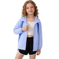 thumbnail image 2 of Kids Zip-Up Hoodie Jackets Girls Boys UPF 50+ Sun Protection Jacket Lightweight Color Block Hooded Coat Trendy Outwear with Pockets Blue 5-6 Years, 2 of 6