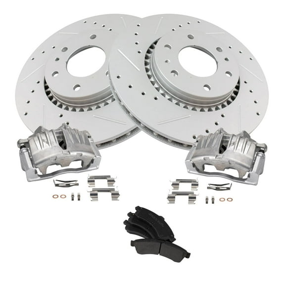 TRQ Front Brake Calipers Pads & Drilled Rotors Fits Select Ascender Envoy Rainier SSR  