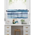 thumbnail image 5 of Valances for Windows Blue Abstract Wave Rod Pocket Cafe Window Treatments Valance Curtains for Kitchen Bathroom Laundry Basement Windows 60"x18", 5 of 9