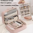thumbnail image 3 of Neceser de cosméticos con múltiples compartimentos, Neceser con múltiples compartimentos, Bolsa Consulbefor, Bolsa de maquillaje portátil de cuero de Pu, Bolsas de cosméticos de viaje grandes para muj, 3 of 7