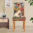 thumbnail image 4 of Yayeee 4 Pack Dining Chair Covers Stretch Parson Chairs Slipcovers Seat Protector, Red Colorful Flowers with Dots, 4 of 6