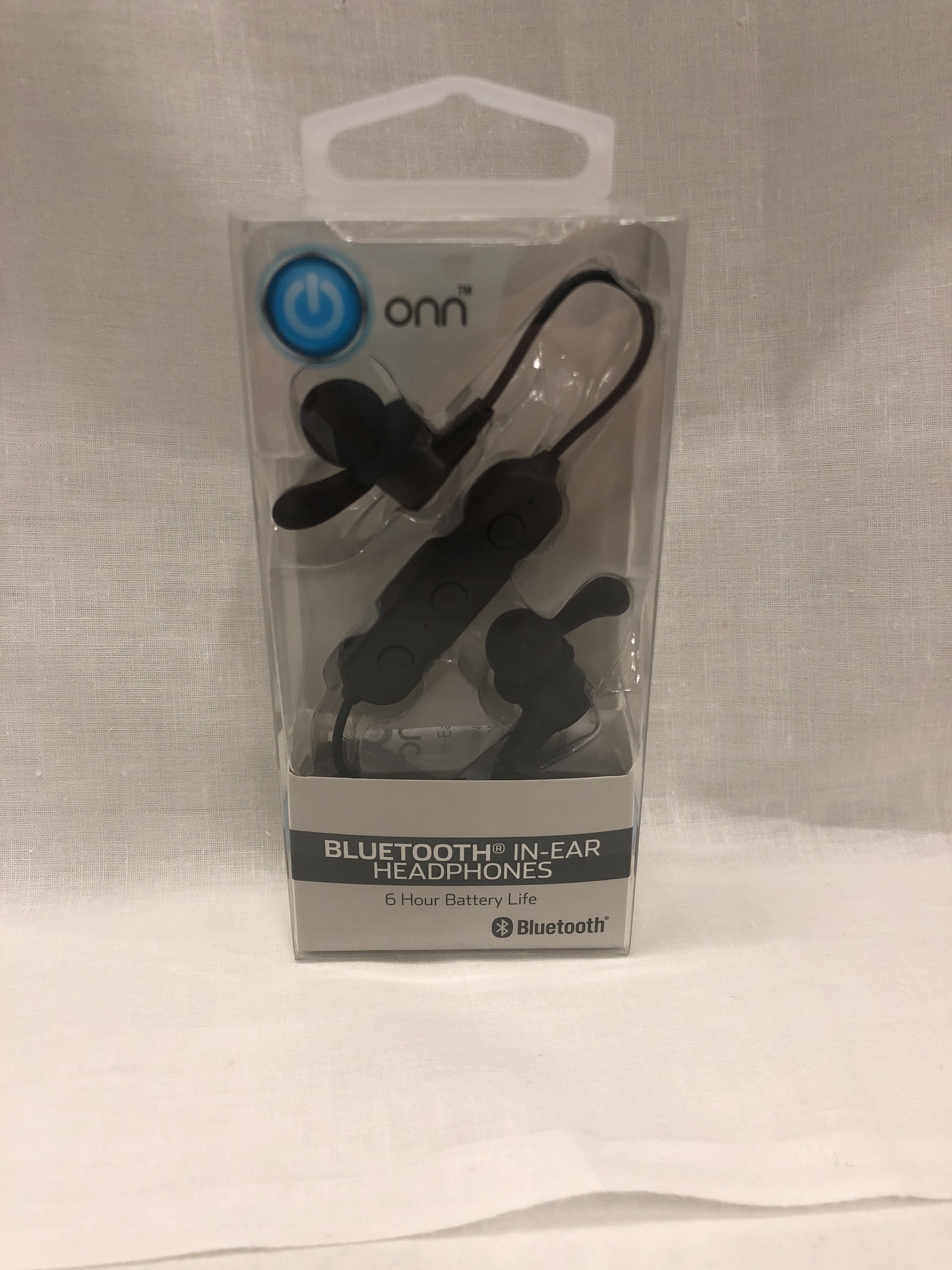 onn. Bluetooth InEar Headphones with MicroUSB Charging Cable, Black