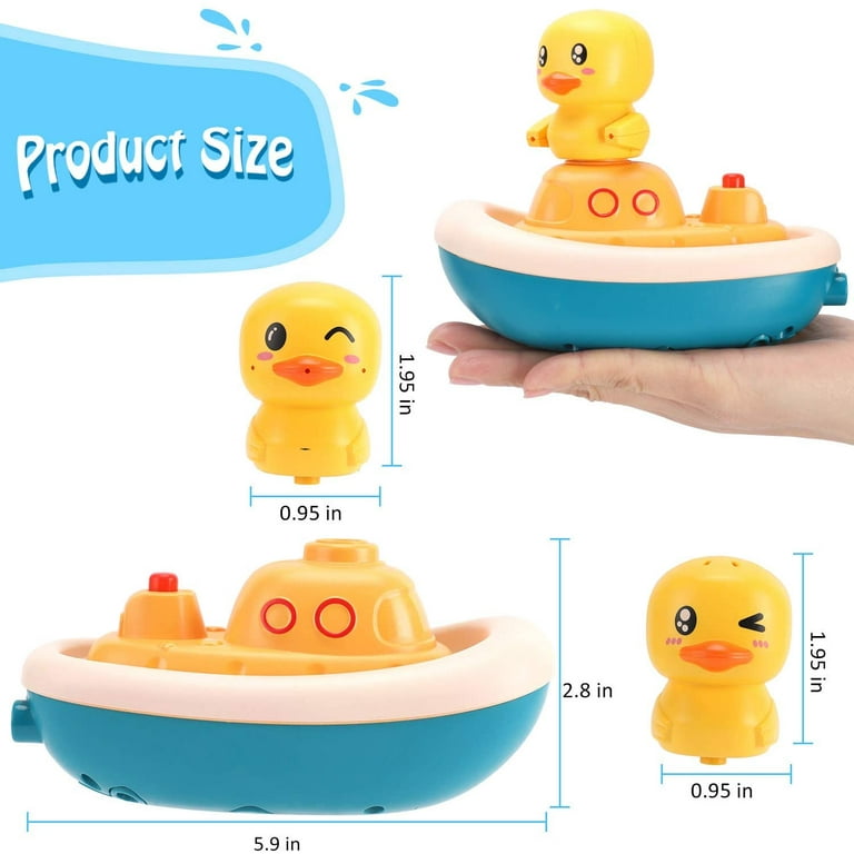 Yellow Duck Kids Bath Toys Floating Bathtub Duck Boat Sprinklers Fun Bath  Toys