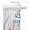 thumbnail image 5 of Ocean Coral Linen Curtain Valance for Bedroom/Bathroom/Kitchen/Office/Living/Dining Room Window,Summer Seahorse Coastal Starfish White Rod Pocket Topper Decorative Cafe Drapes Panel 54"x18", 5 of 6