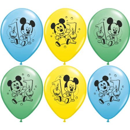 Qualatex Mickey Mouse 1st Birthday Latex Balloons