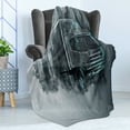 thumbnail image 4 of Truck Soft Flannel Fleece Throw Blanket, Greyscale Illustration of a Tractor Trailer with Paint Smears Cargo Delivery, Cozy Plush for Indoor and Outdoor Use, 70" x 90", Grey Turquoise, by Ambesonne, 4 of 5