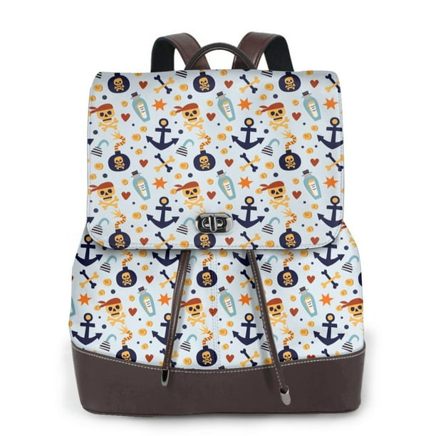 Fotbe Pirate Skull And Anchor Mochila Bolso con Estampado para Mujer, Mochila Antirrobo de Nylon Impermeable, Bolsa Ligera de Hombro