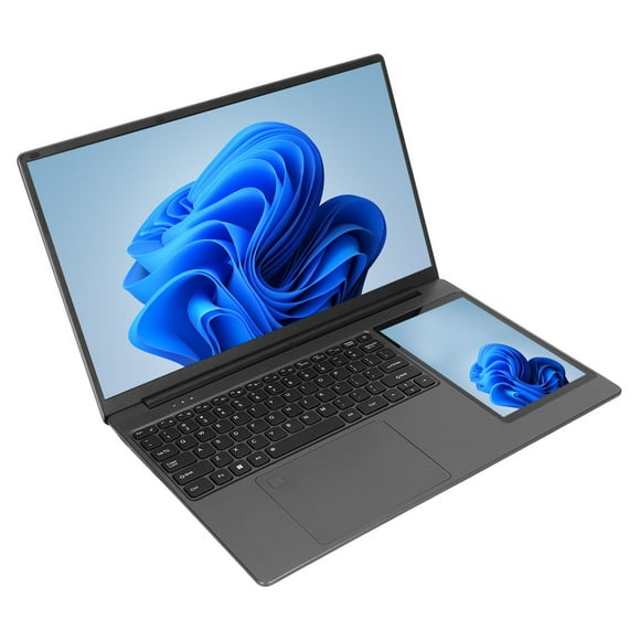 Double Screen Laptop, 15.6in UHD 16GB 7in Touchscreen Display Laptop, 2.9GHz Quad Core 7000mAh Laptop Computer With Camera For Business, Office 100-240V