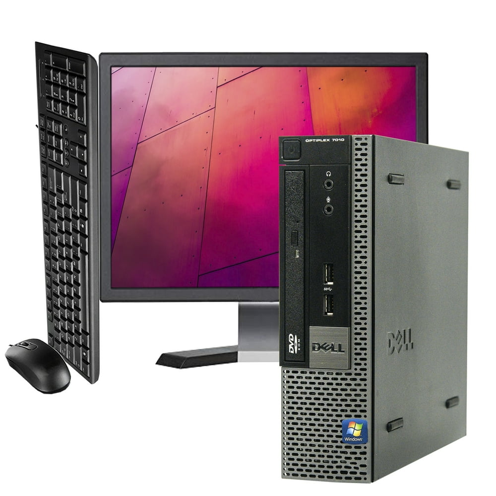 Dell 7010 Slim Desktop Computer PC and LCD i5-3470 4GB 250GB SSD WiFi