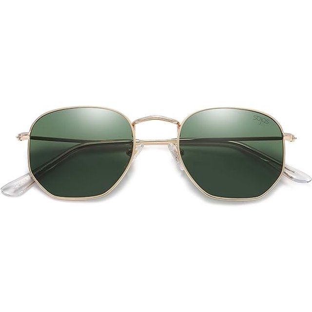 Gafas de sol polarizadas cuadradas para mujeres y hombres, lentes espejadas de polígono hexagonal pequeño SJ1072