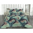 thumbnail image 2 of Ambesonne Trippy Quilted Bedspread Set 3 Pcs, Nostalgic Swirls Hippie Vibe, Twin, Teal Cinnamon and Plum, 2 of 4